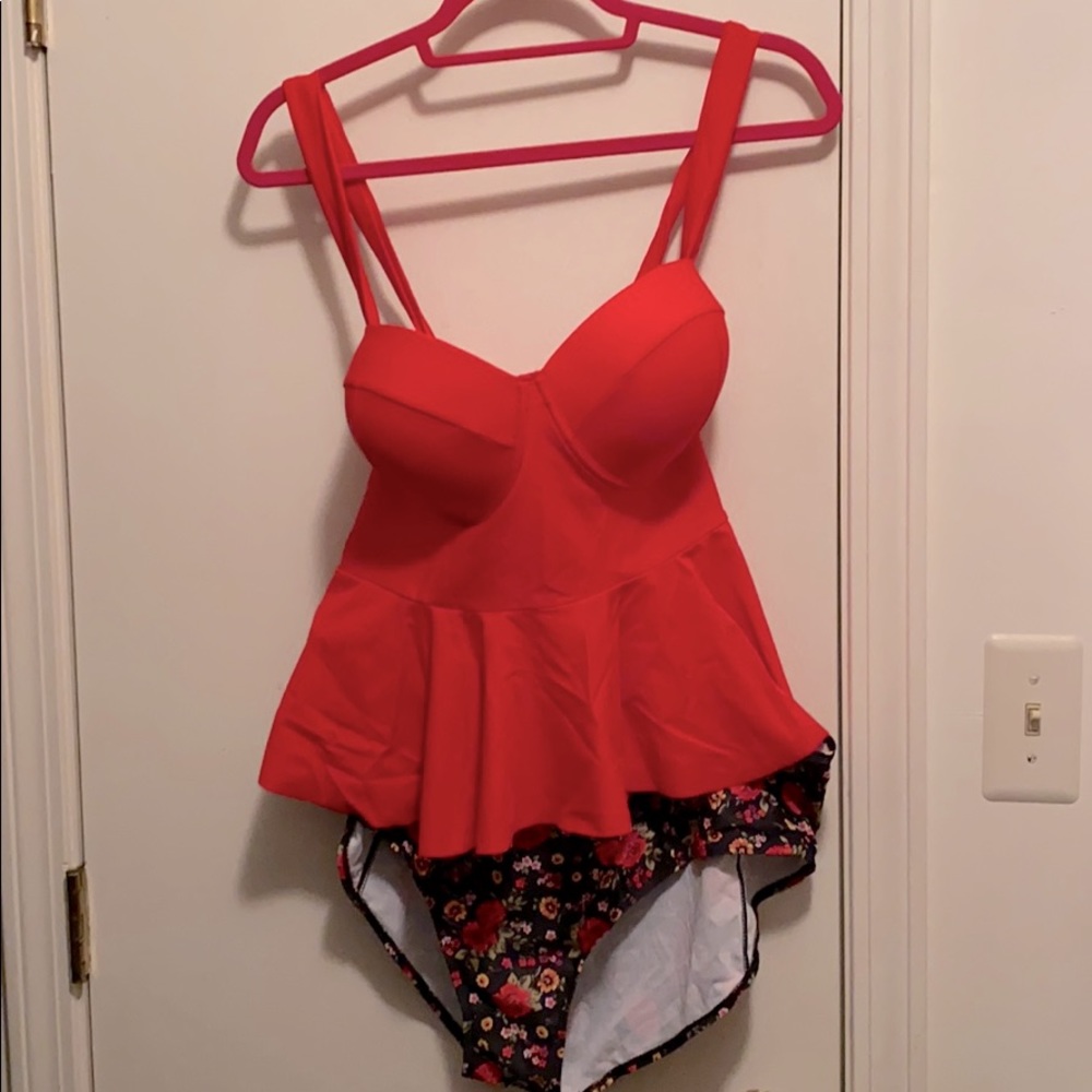 🌟🔥 peplum top and high waisted swimsuit